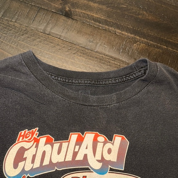 Hey Cthul-Aid T-Shirt Cthulhu Lovecraft Red Bubble Black Short Sleeve Unisex XL - Picture 5 of 7